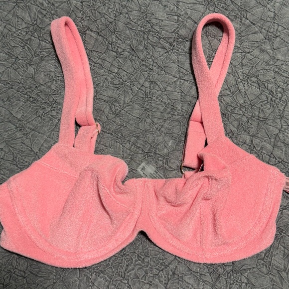 VICTORIAS SECRET SWIM SET UNDERWIRE TOP 34D, SMALL HIGH WAIST BOTTOM Terry cloth - Picture 6 of 8